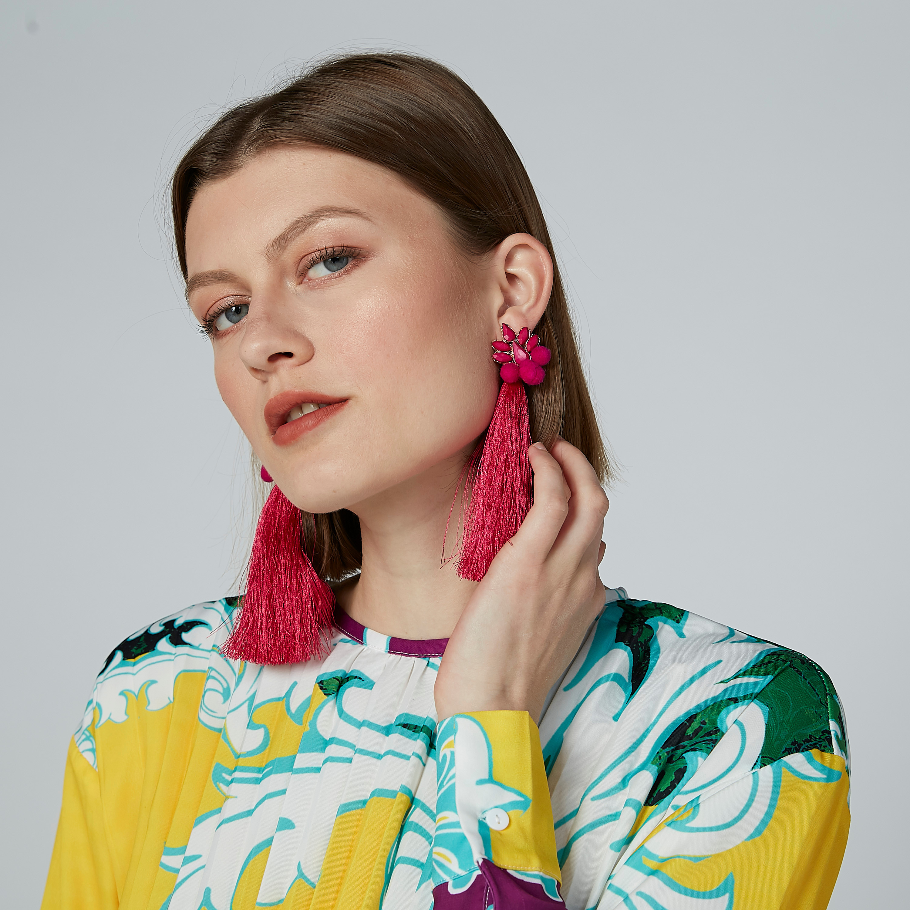 Printed A-line Maxi Dress with Round Neck and Long Sleeves-women-clothing-dresses-image-1