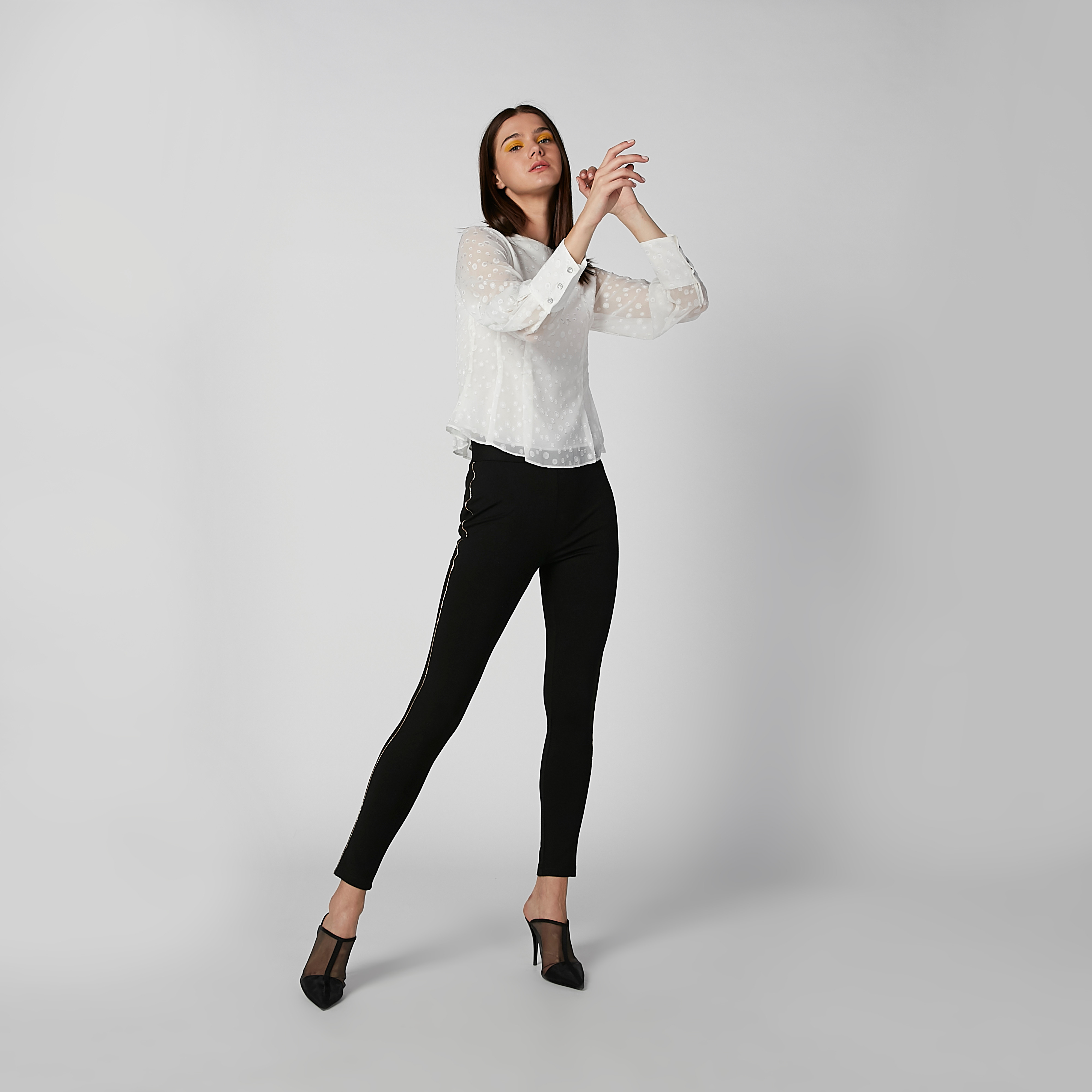 Textured Top with Round Neck and Long Sleeves-women-clothing-shirtsandblouses-blouses-image-2
