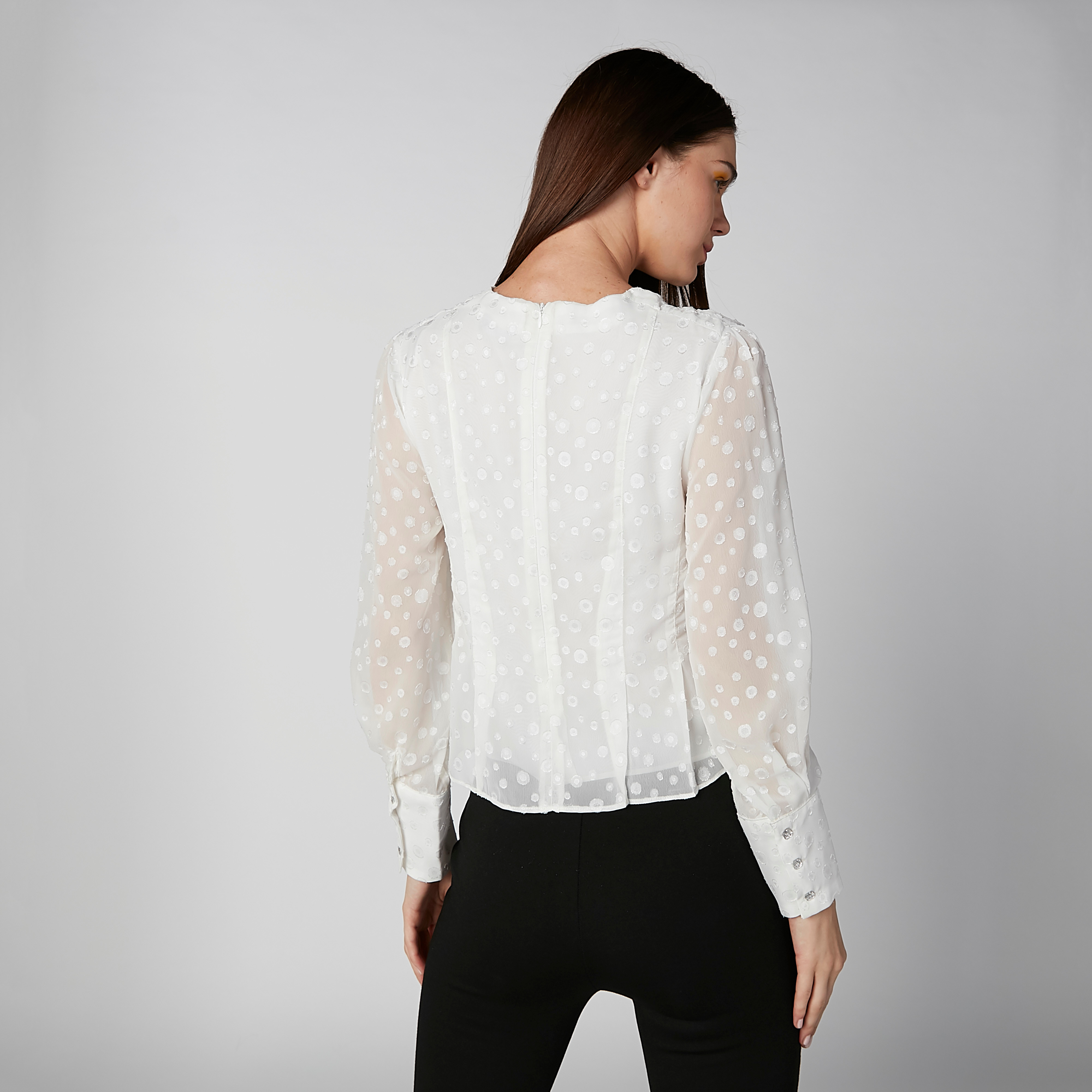 Textured Top with Round Neck and Long Sleeves-women-clothing-shirtsandblouses-blouses-image-4