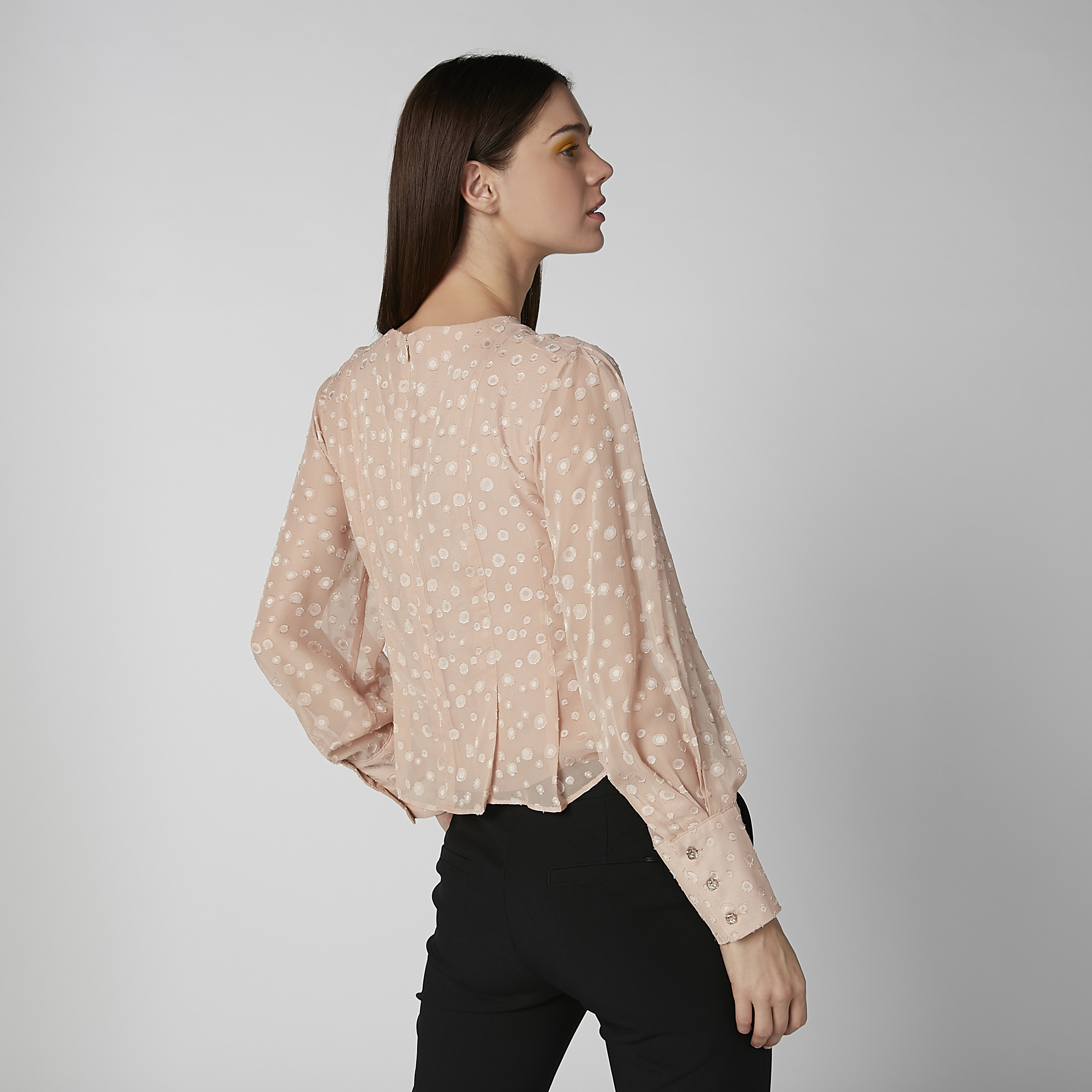 Textured Top with Round Neck and Long Sleeves-women-clothing-shirtsandblouses-blouses-image-8