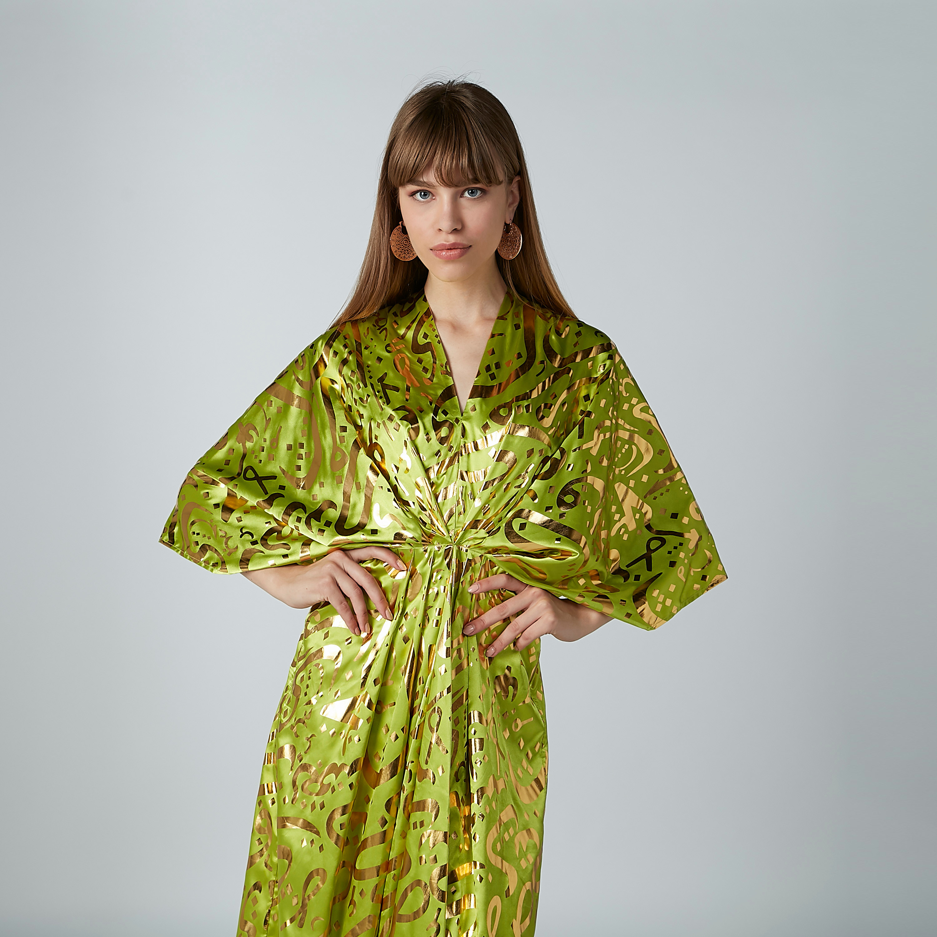 Printed Maxi Dress with Flared Sleeves and V-neck-women-clothing-dresses-image-1