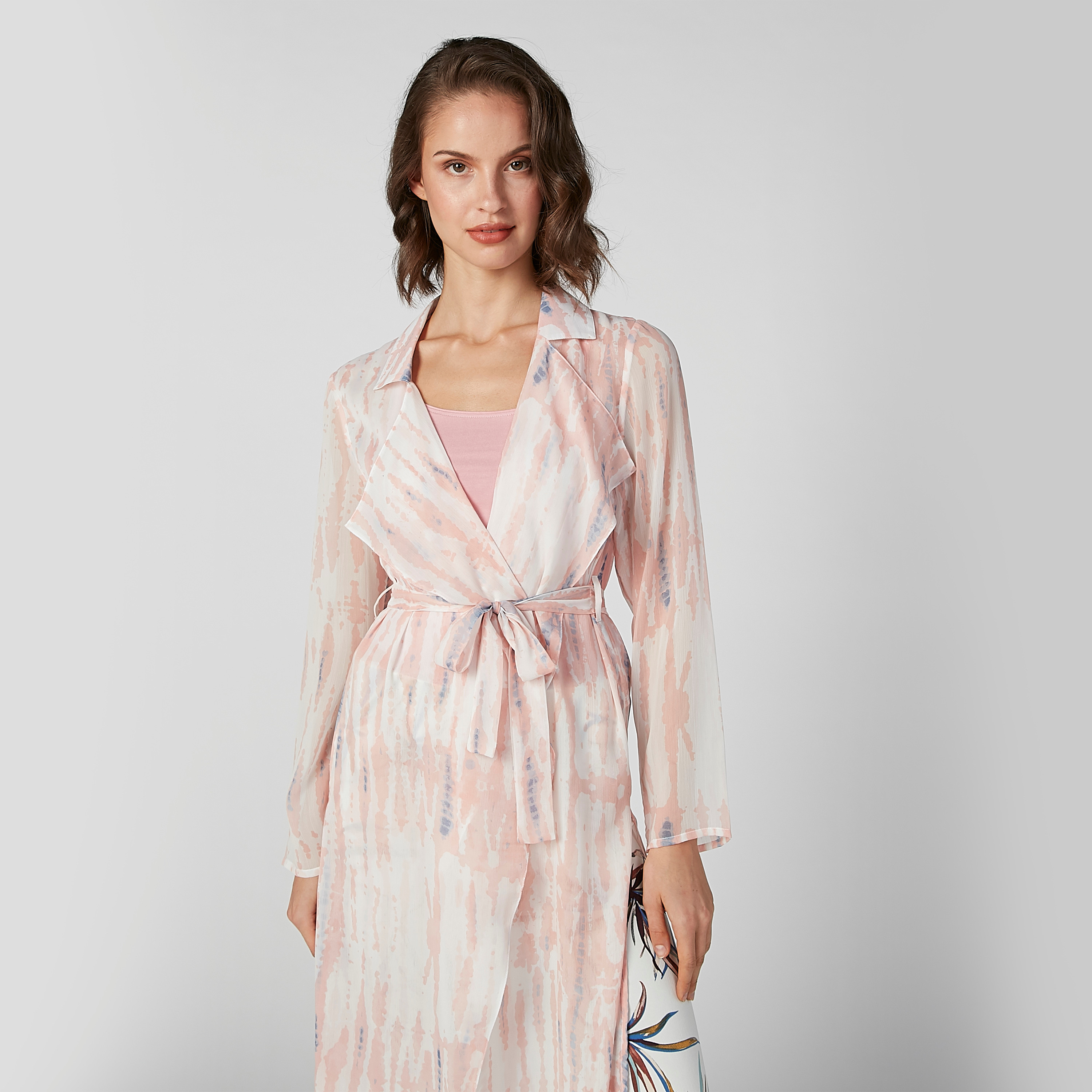 Printed Longline Shrug with Long Sleeves and Tie Ups-women-winterwear-cardigansandjumpers-cardigans-image-2