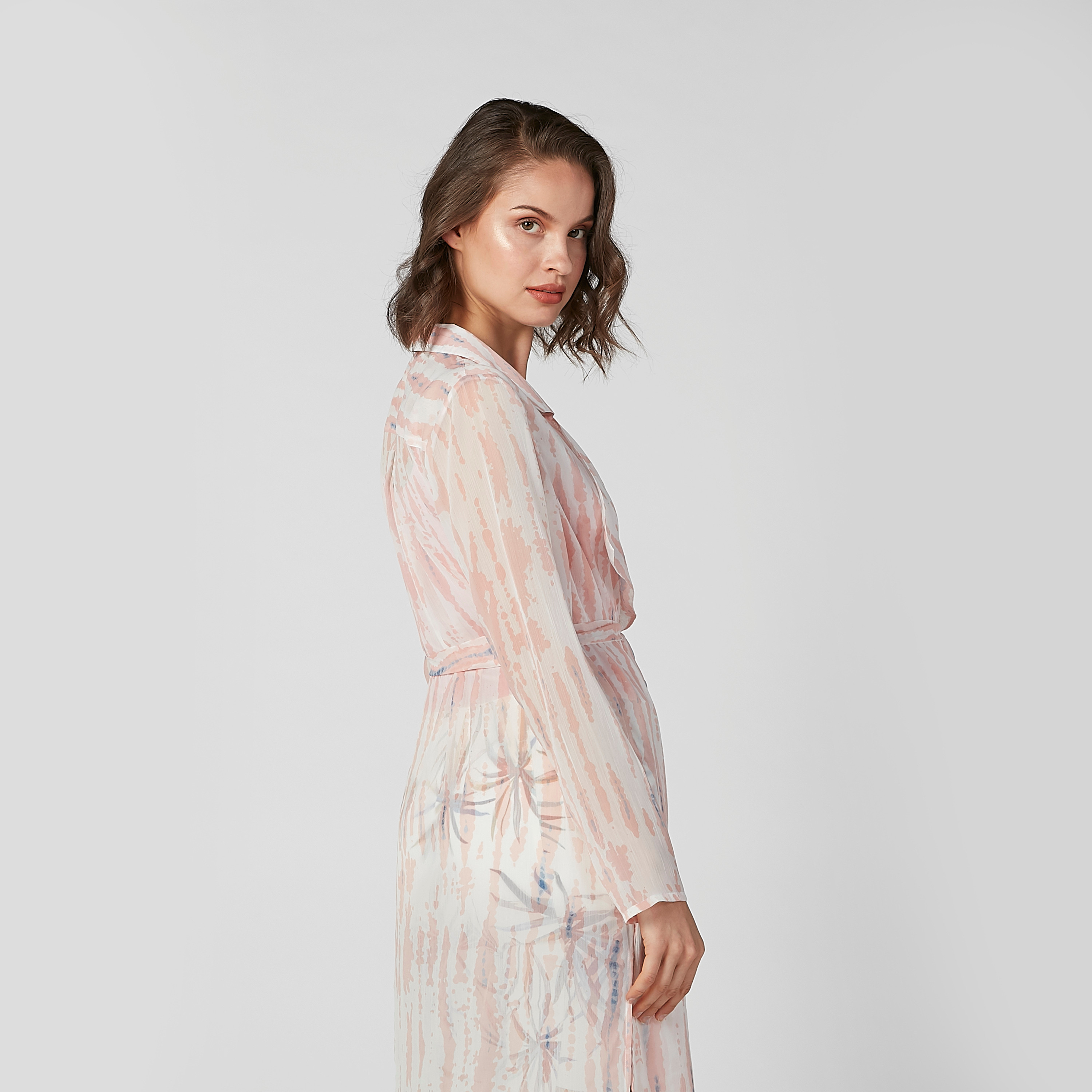 Printed Longline Shrug with Long Sleeves and Tie Ups-women-winterwear-cardigansandjumpers-cardigans-image-4