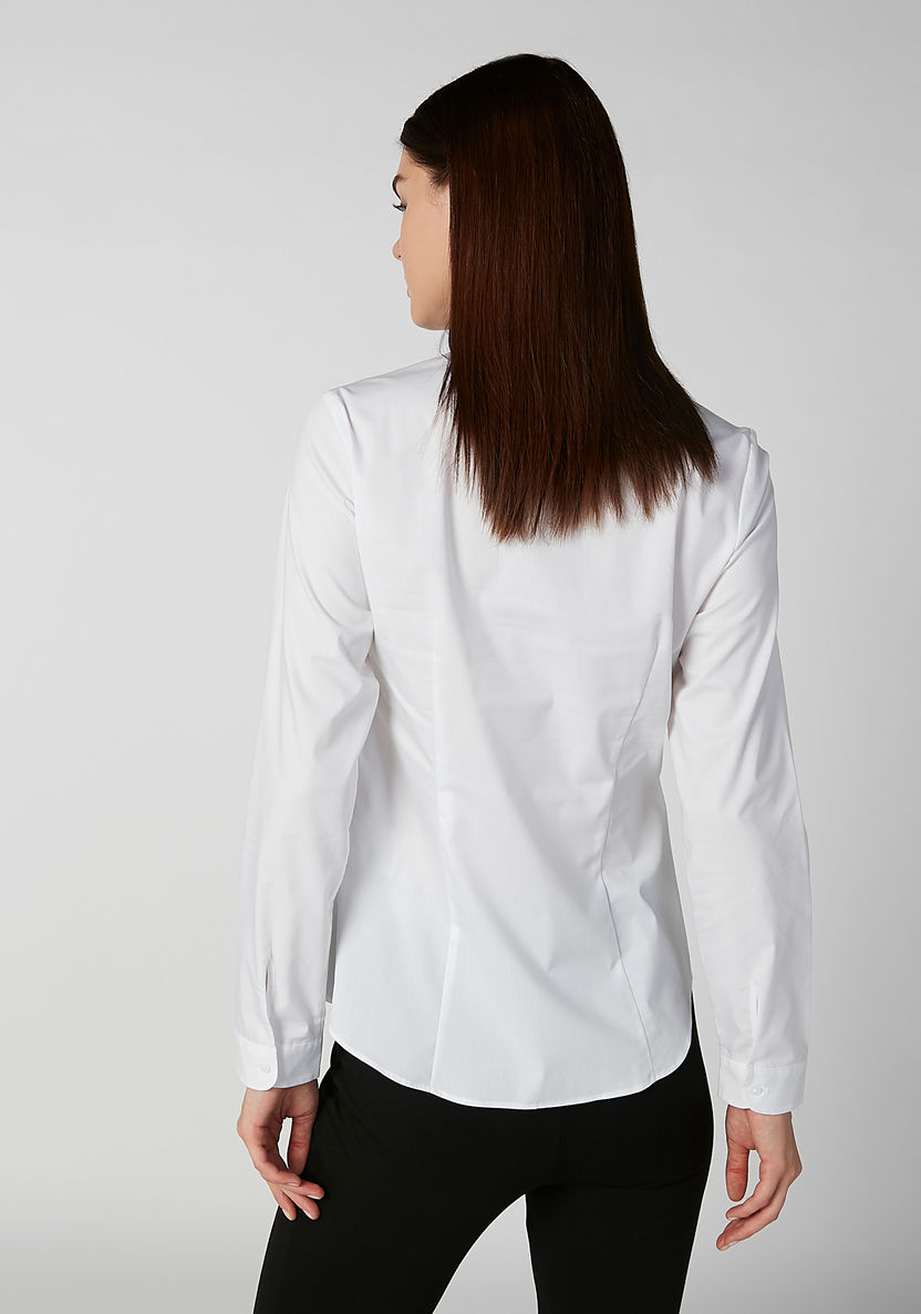 Sustainable Plain Shirt with Spread Collar and Long Sleeves-Shirts and Blouses-image-3