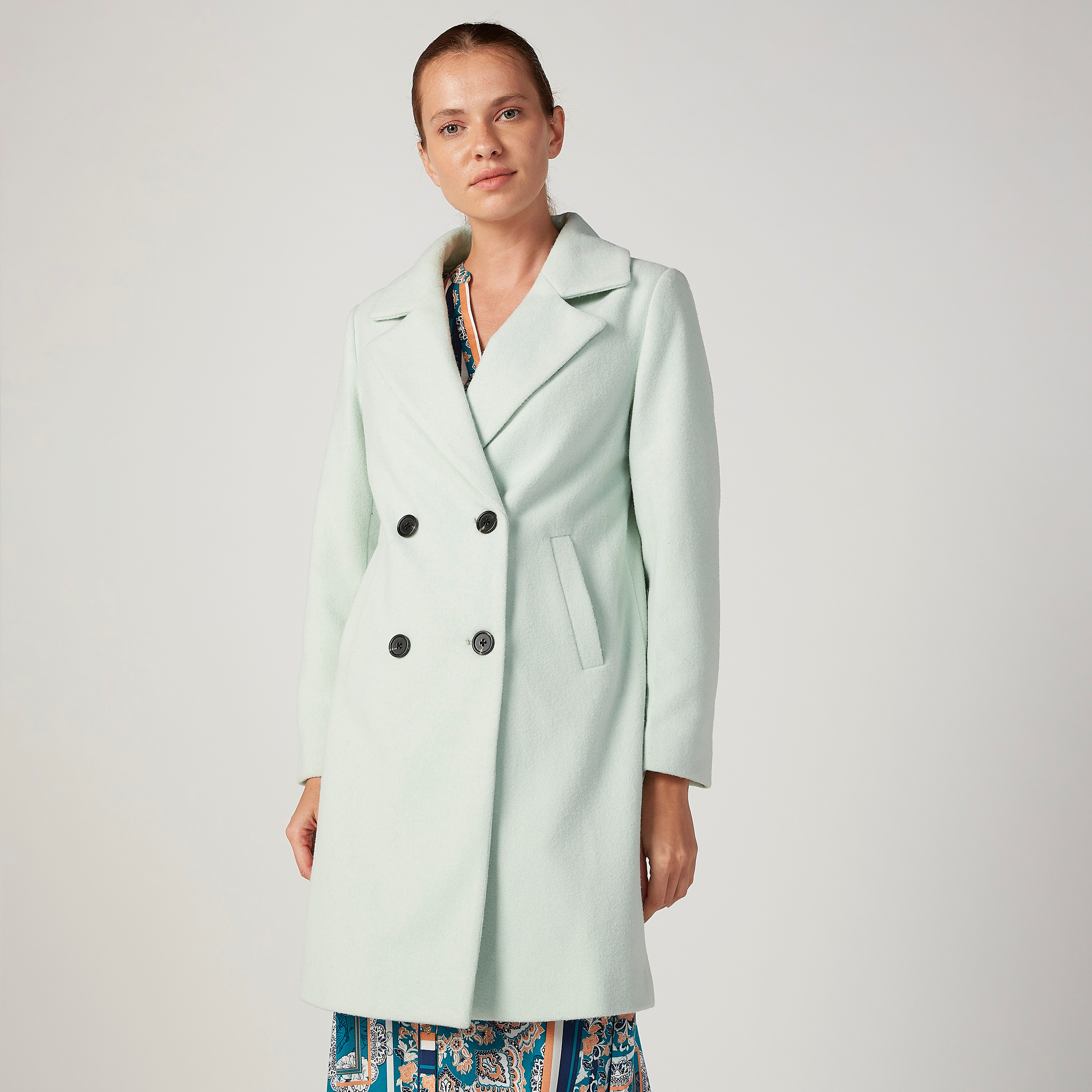 Shop Textured Trench Coat with Long Sleeves and Pocket Detail Online Splash Bahrain