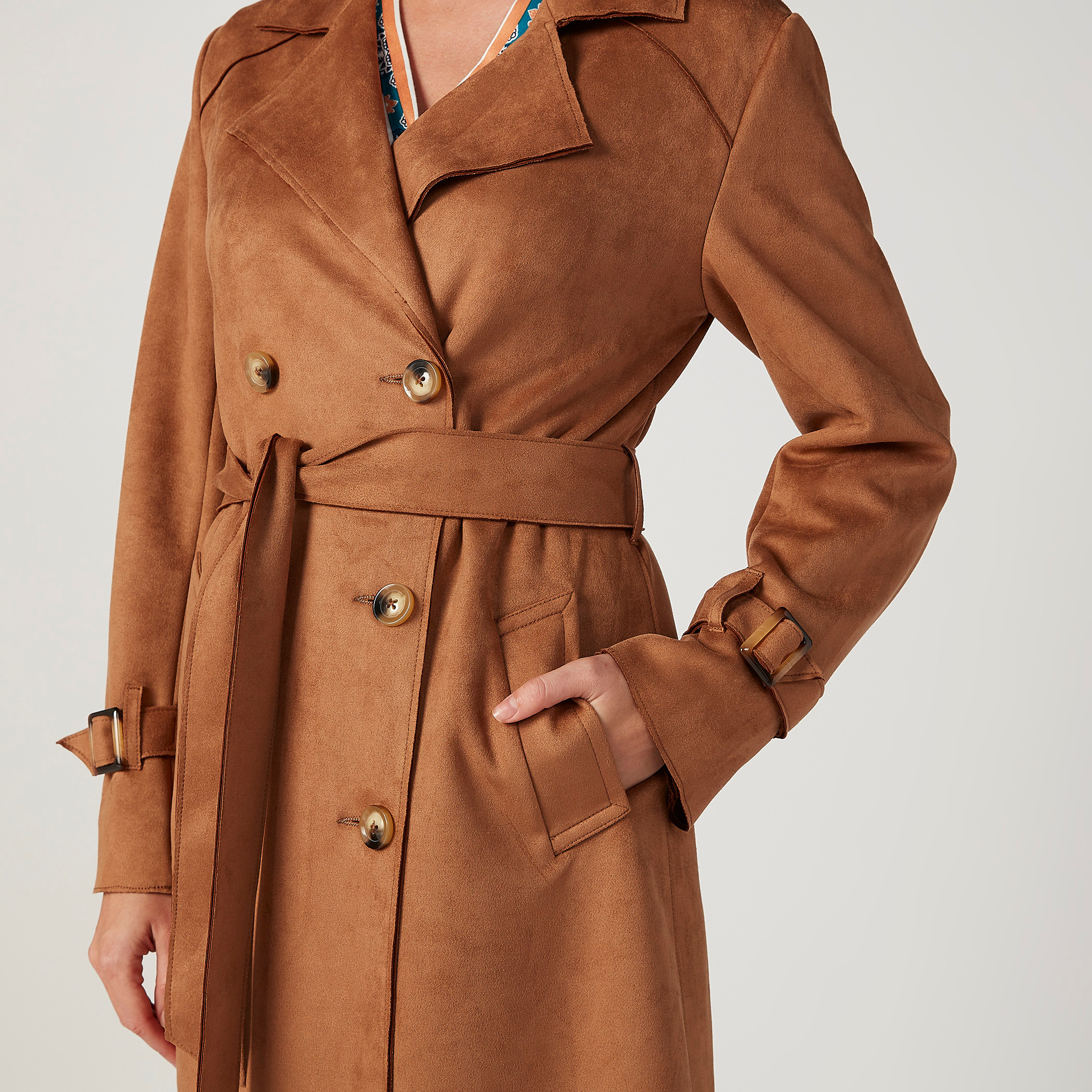 مِعطف مستدام طويل بارز الملمس بأكمام طويلة وجيوب-women-winterwear-coatsandjackets-coats-image-3