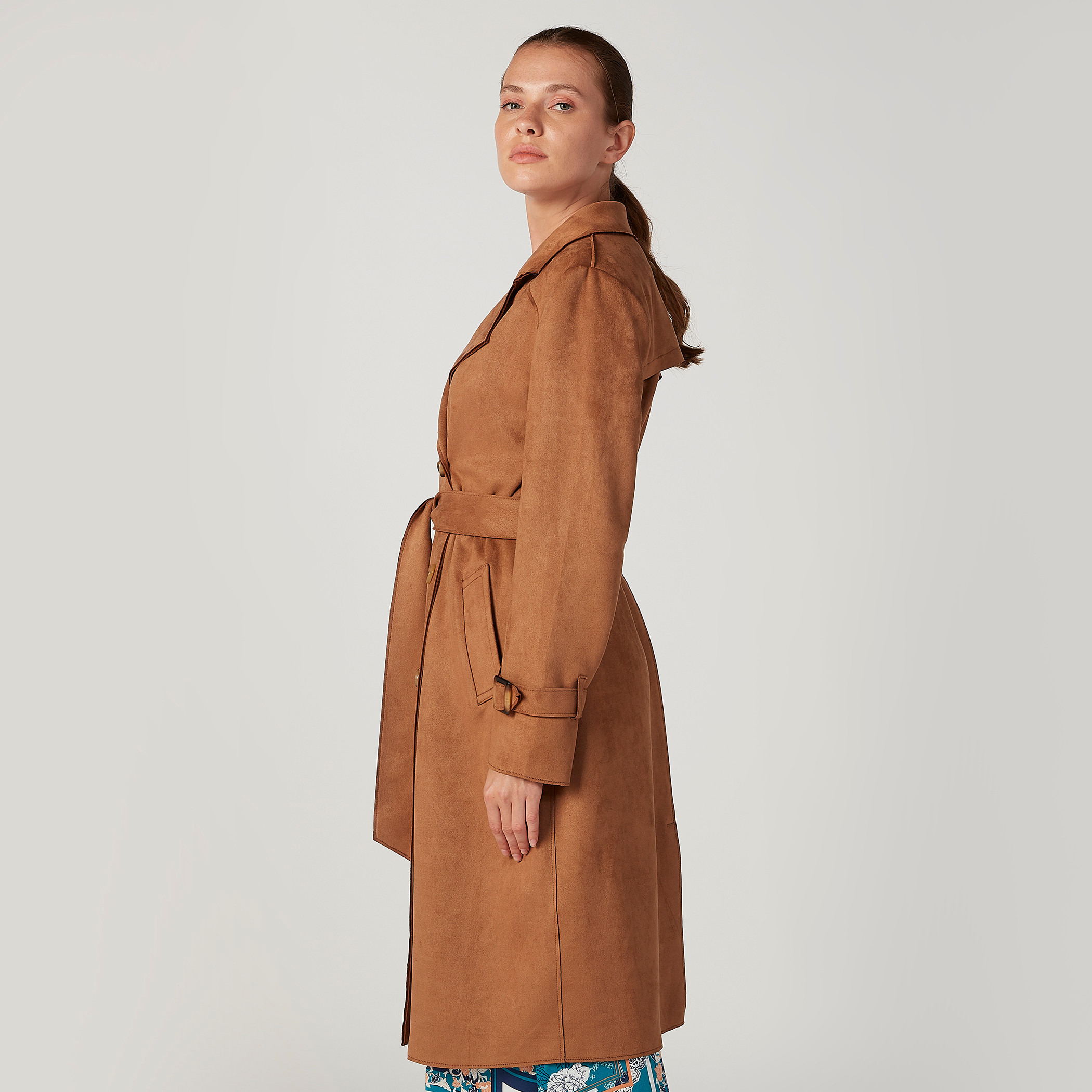مِعطف مستدام طويل بارز الملمس بأكمام طويلة وجيوب-women-winterwear-coatsandjackets-coats-image-5