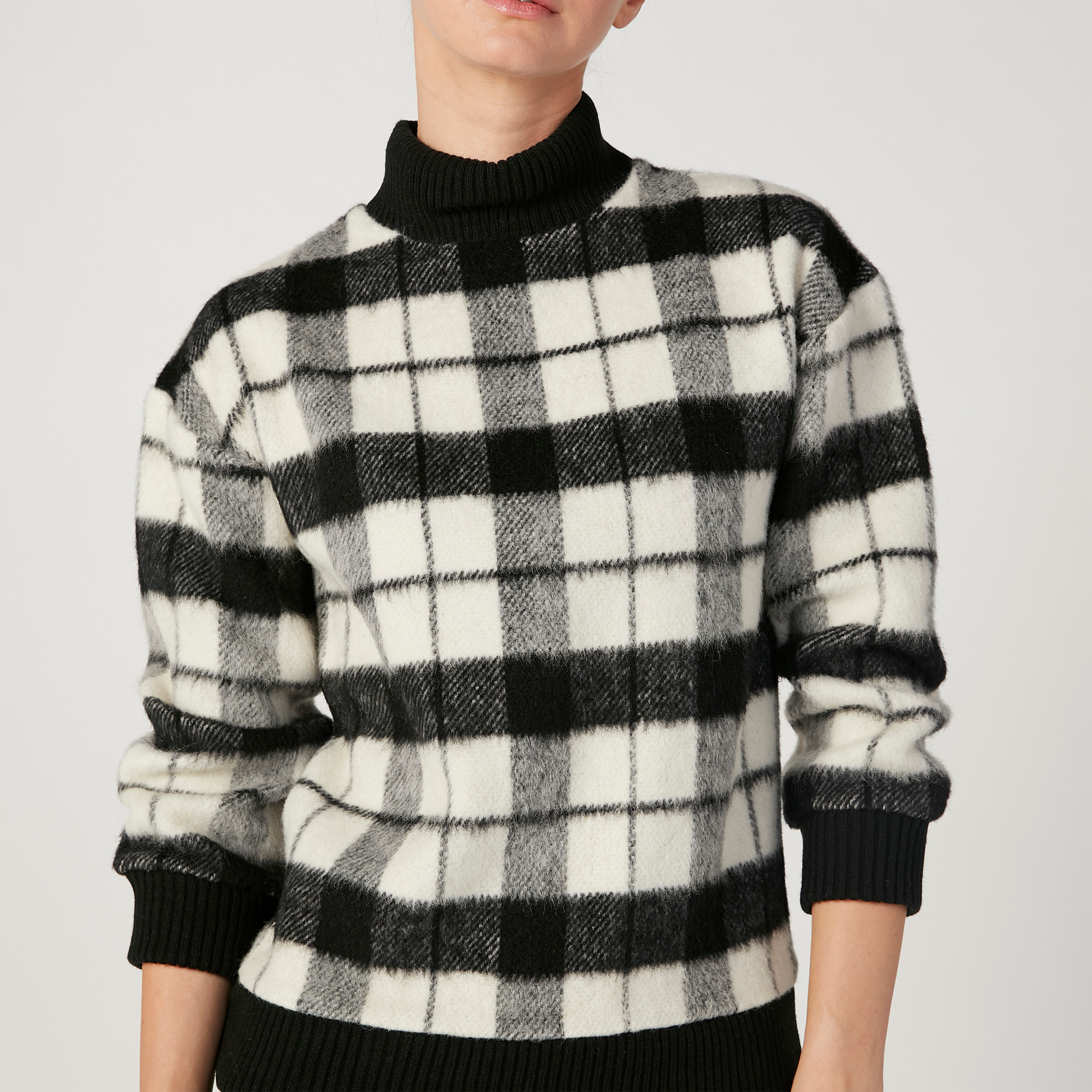 كنزة مستدامة كاروهات بياقة عالية وأكمام طويلة -women-clothing-cardigansandjumpers-jumpers-image-3