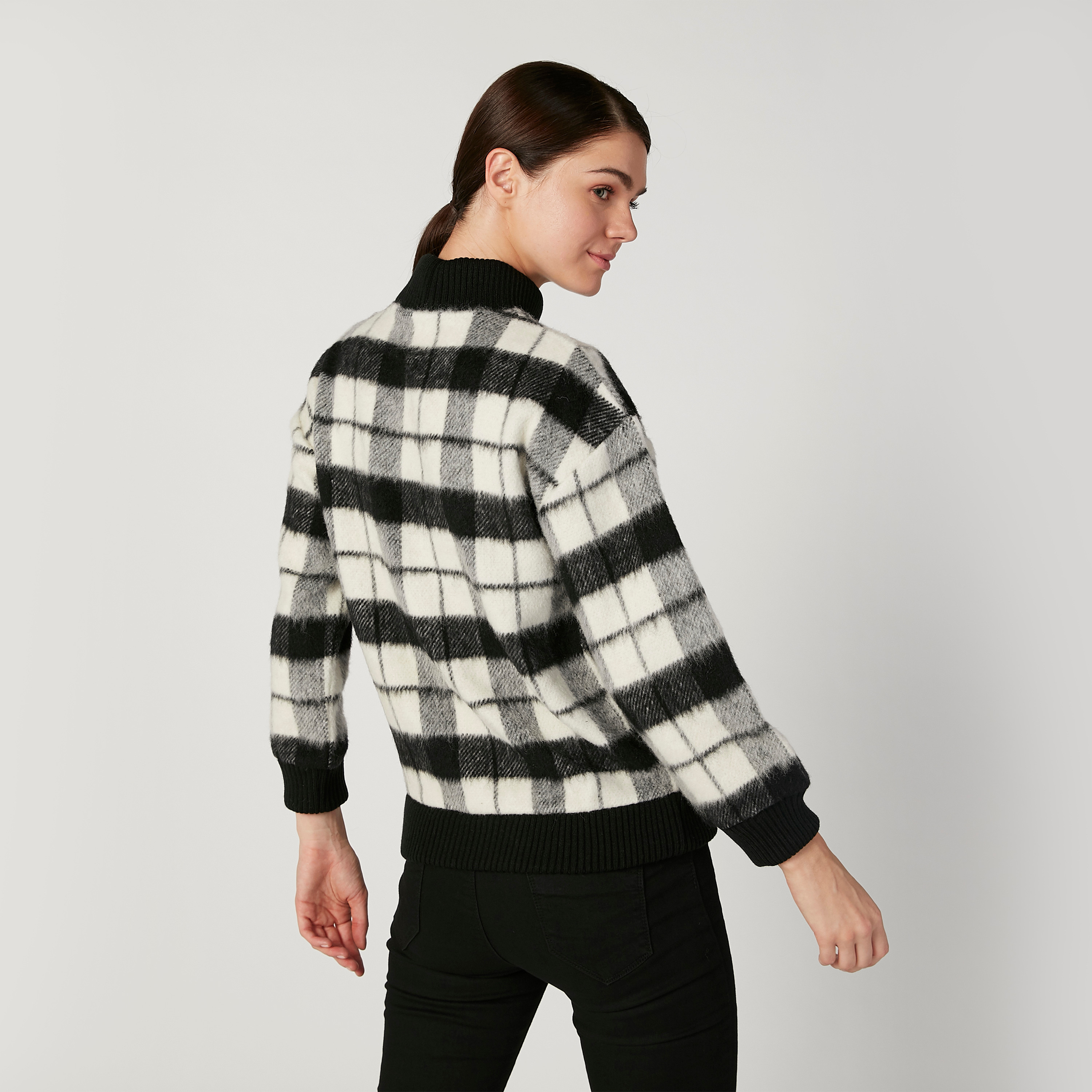 كنزة مستدامة كاروهات بياقة عالية وأكمام طويلة -women-clothing-cardigansandjumpers-jumpers-image-4