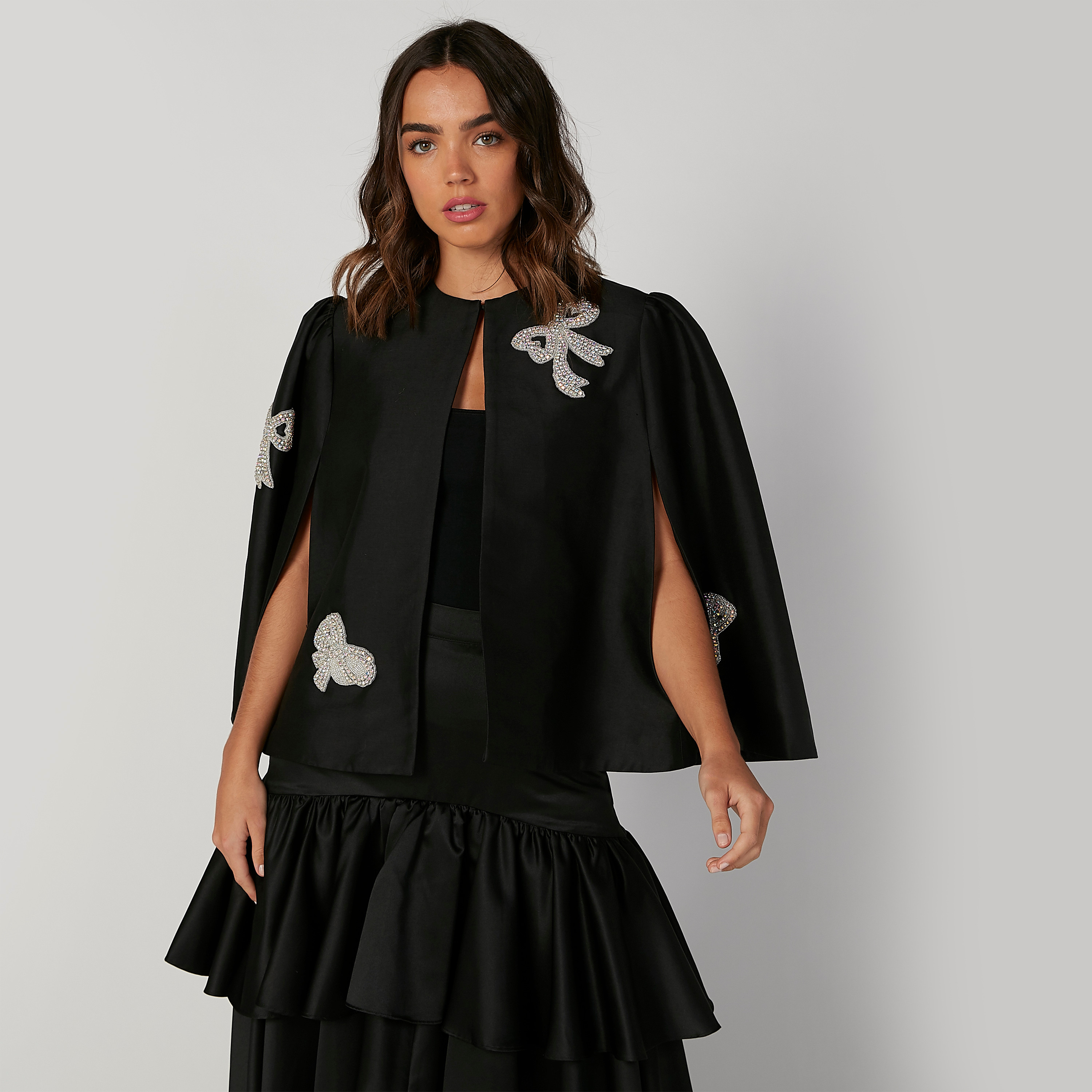 Embellished cape jacket hotsell