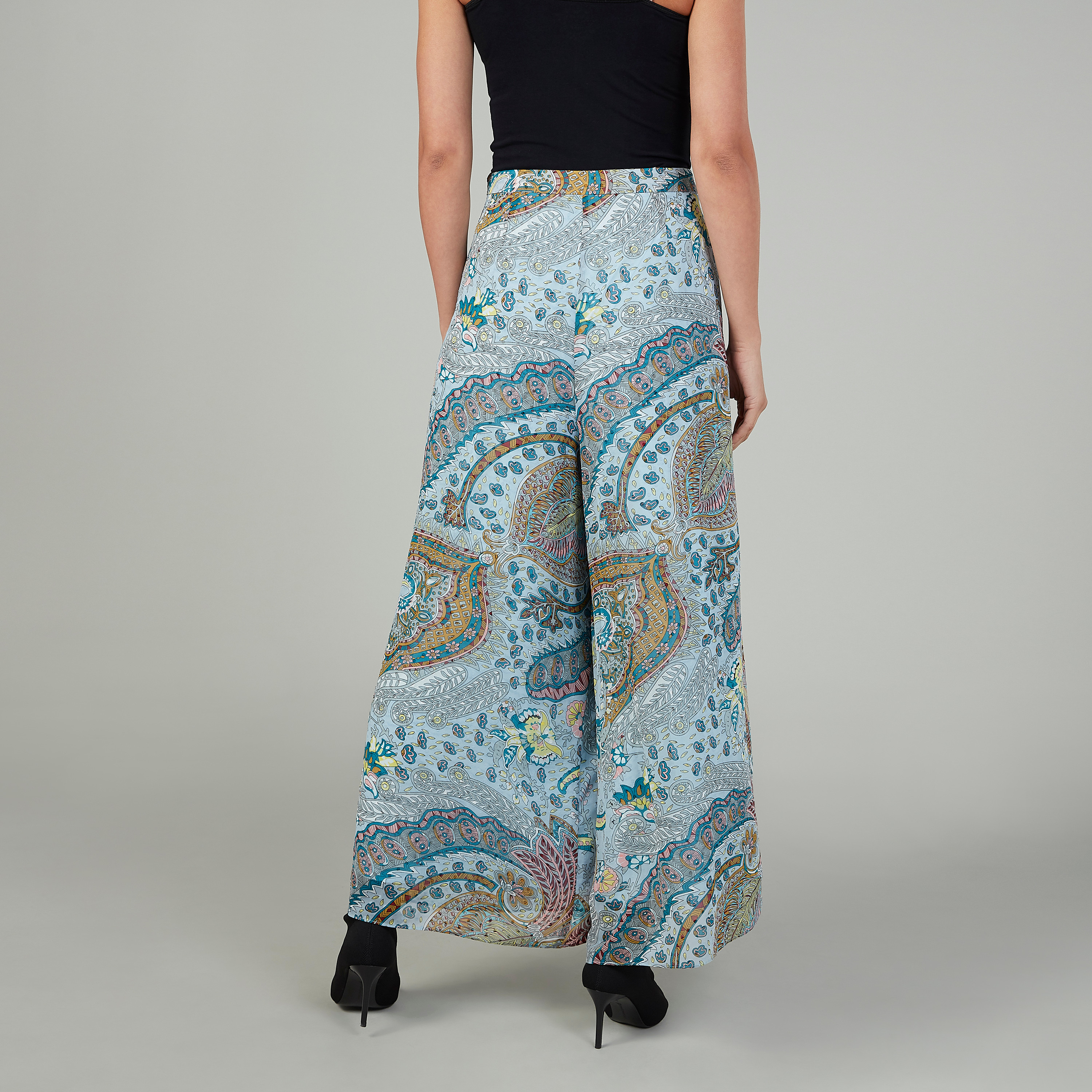 بنطلون بالازو سليم بخصر متوسط الارتفاع وطبعات بيزلي-women-clothing-trousers-image-3