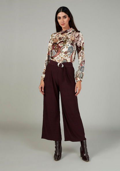 Sustainable Printed Top with High Neck and Long Sleeves