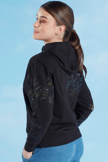 Embroidered Sweatshirt with Long Sleeves and Hood