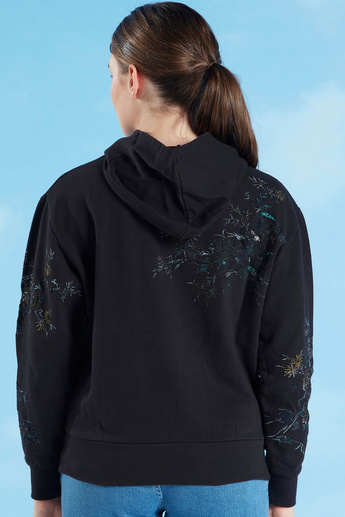 Embroidered Sweatshirt with Long Sleeves and Hood