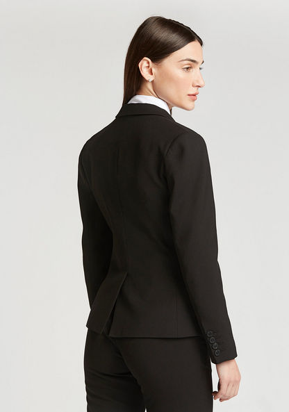 Solid Blazer with Long Sleeves and Notched Lapel