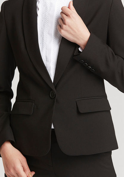 Solid Blazer with Long Sleeves and Notched Lapel