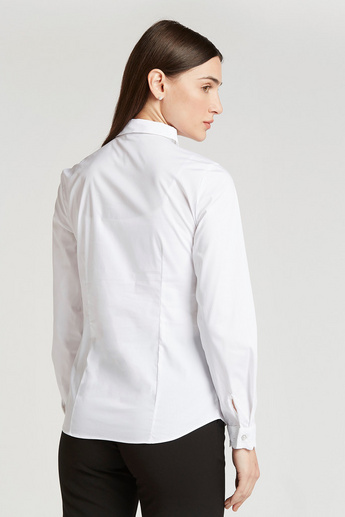 Solid Shirt with Long Sleeves and Lace Detail