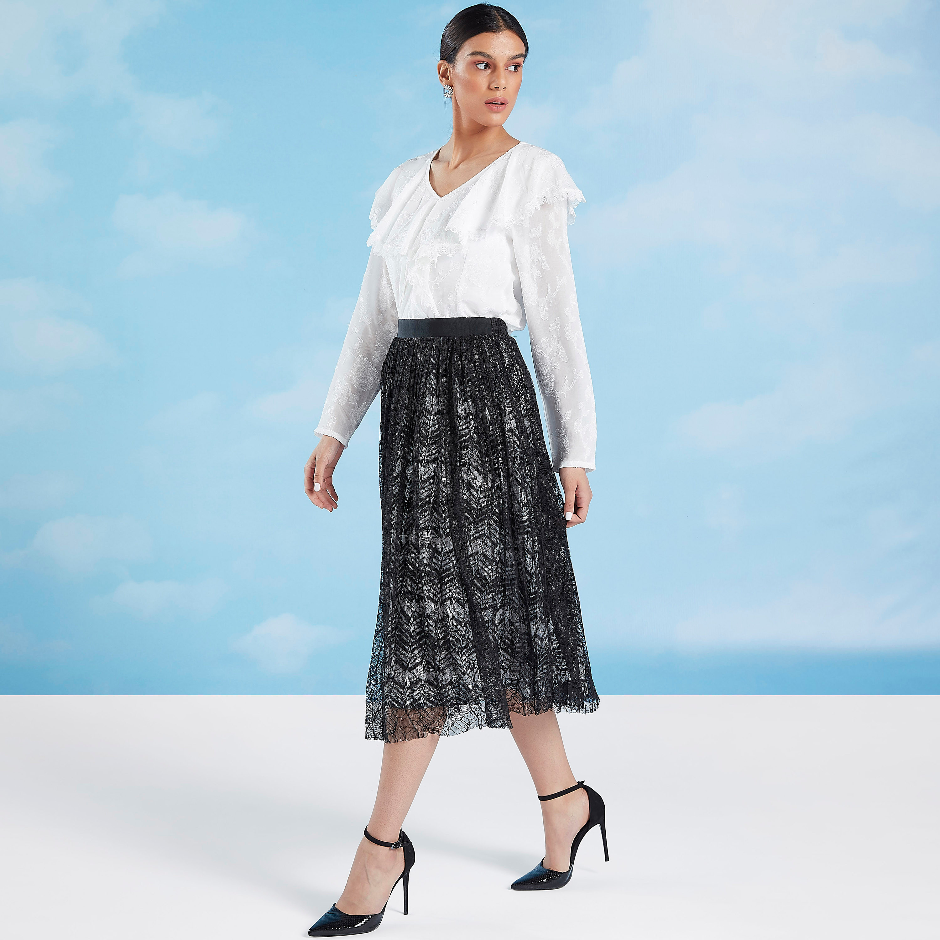 Lace Top with V-neck and Long Sleeves-women-clothing-shirtsandblouses-blouses-image-2