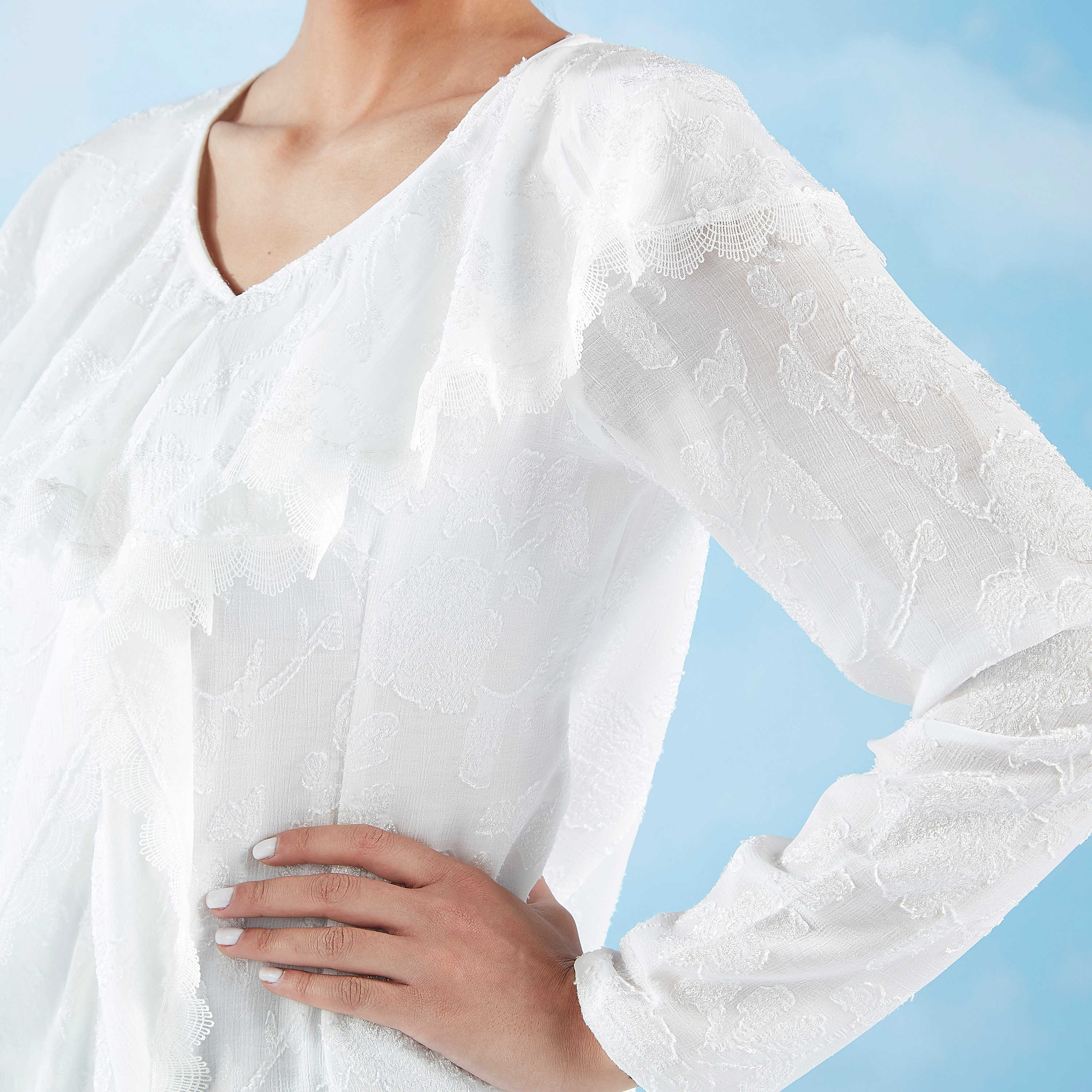 Lace Top with V-neck and Long Sleeves-women-clothing-shirtsandblouses-blouses-image-3