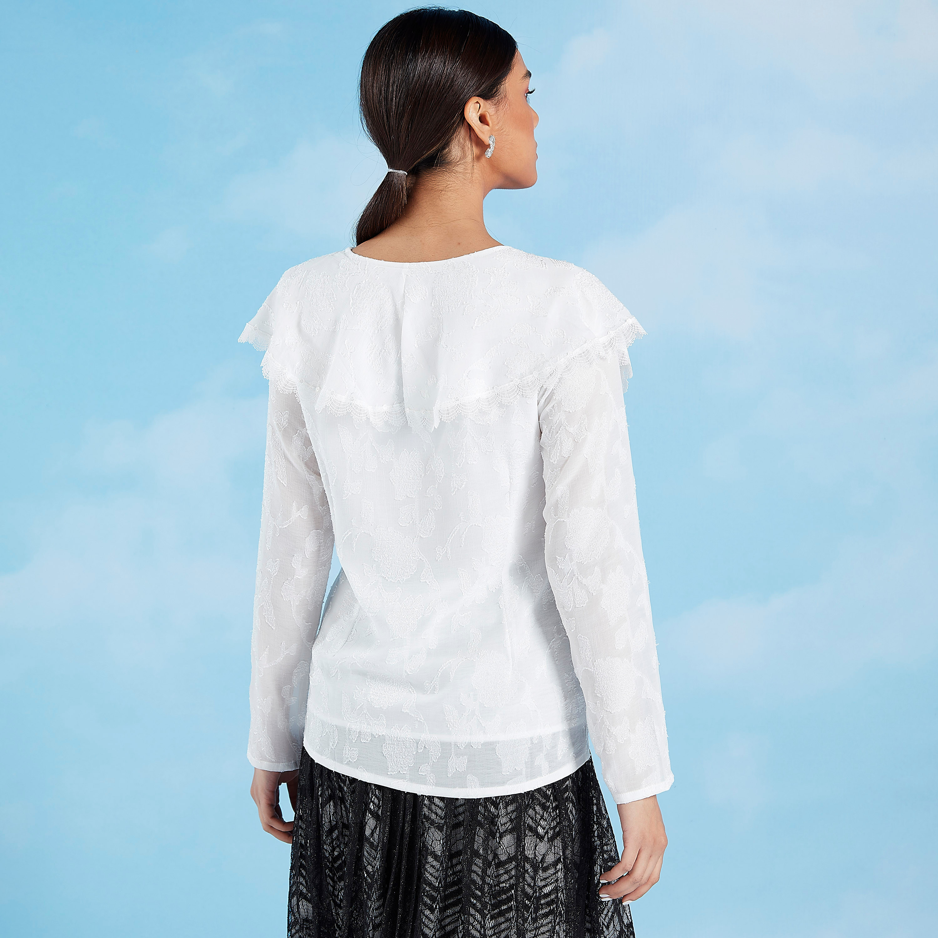Lace Top with V-neck and Long Sleeves-women-clothing-shirtsandblouses-blouses-image-4