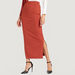 Ribbed Pencil Fit Midi Skirt with Elasticated Waistband-Skirts-thumbnailMobile-0
