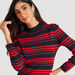 Striped High Neck Sweater with Long Sleeves-Sweaters-thumbnailMobile-2