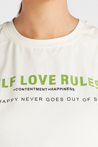 Sustainable Slogan Print Crew Neck T-shirt with Short Sleeves