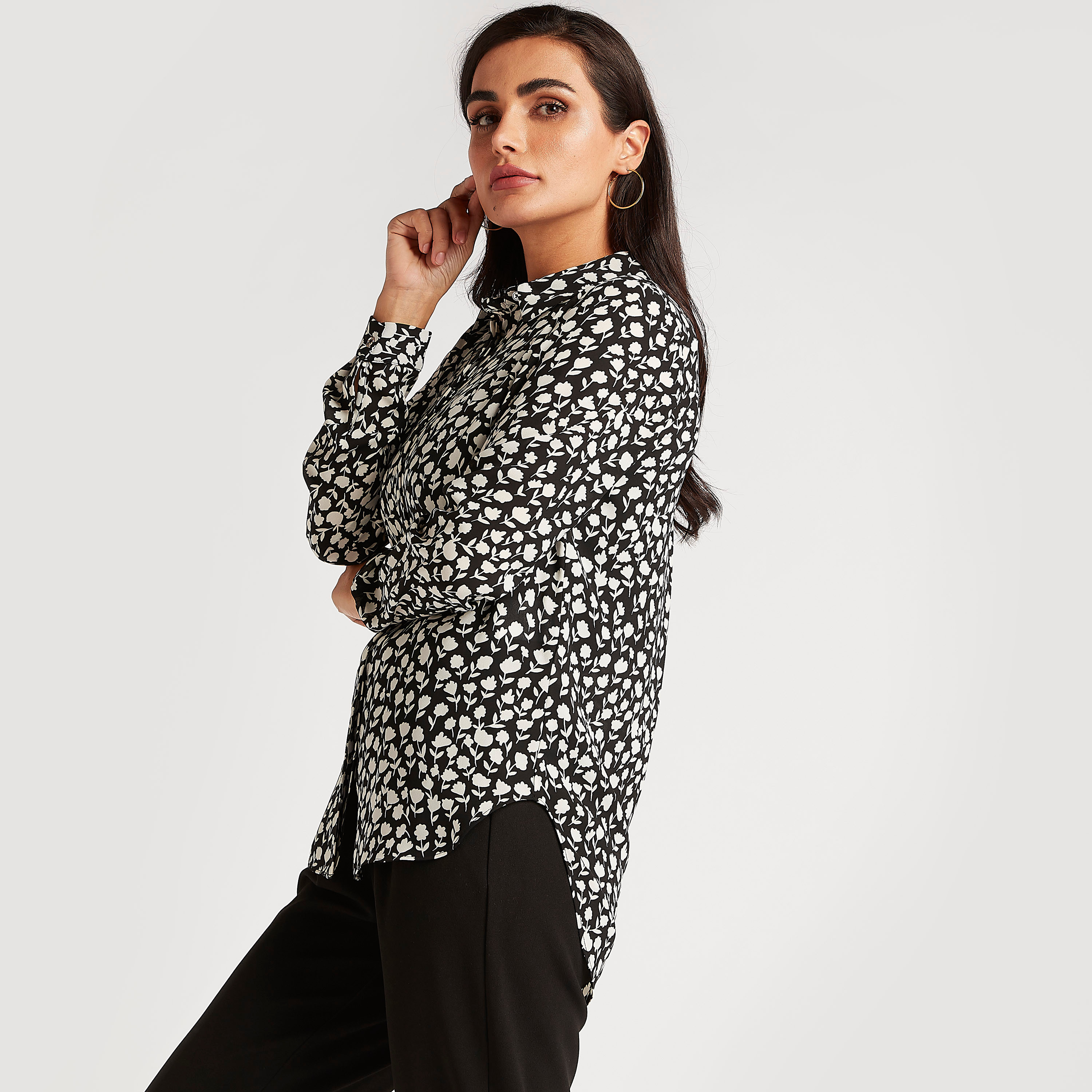 Floral Print Shirt with Long Sleeves-women-clothing-shirtsandblouses-shirts-image-5
