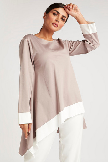Sustainable Solid Longline Top with Asymmetric Hem