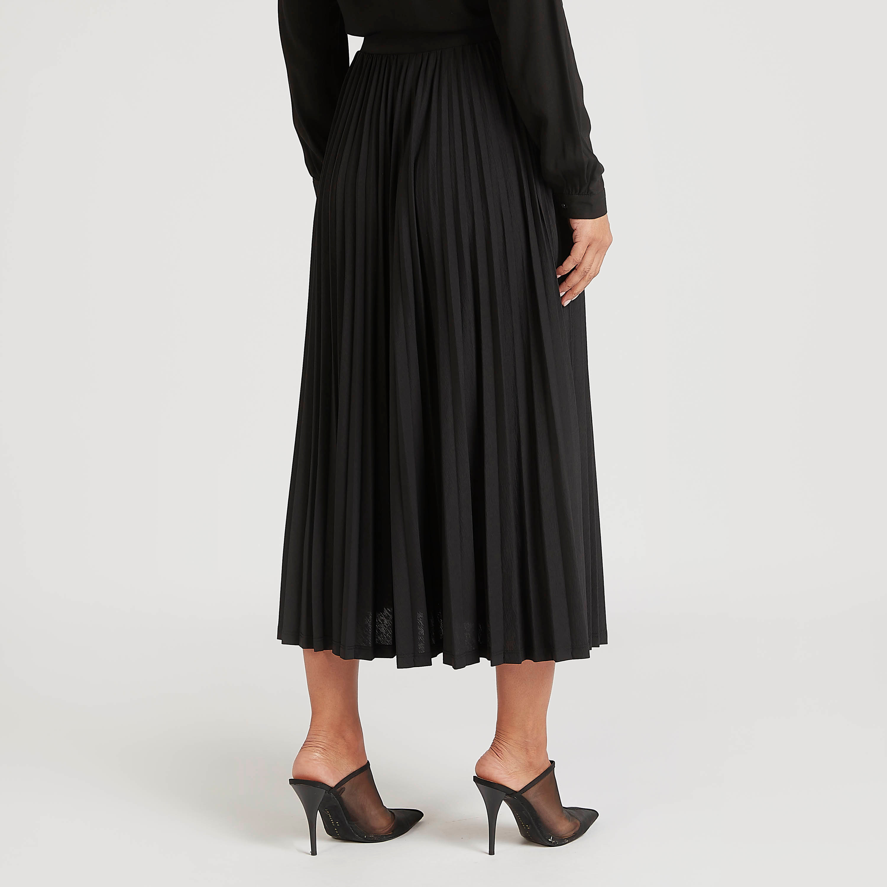 Pleated Midi A-line Skirt with Elasticated Waistband-women-clothing-skirts-image-4