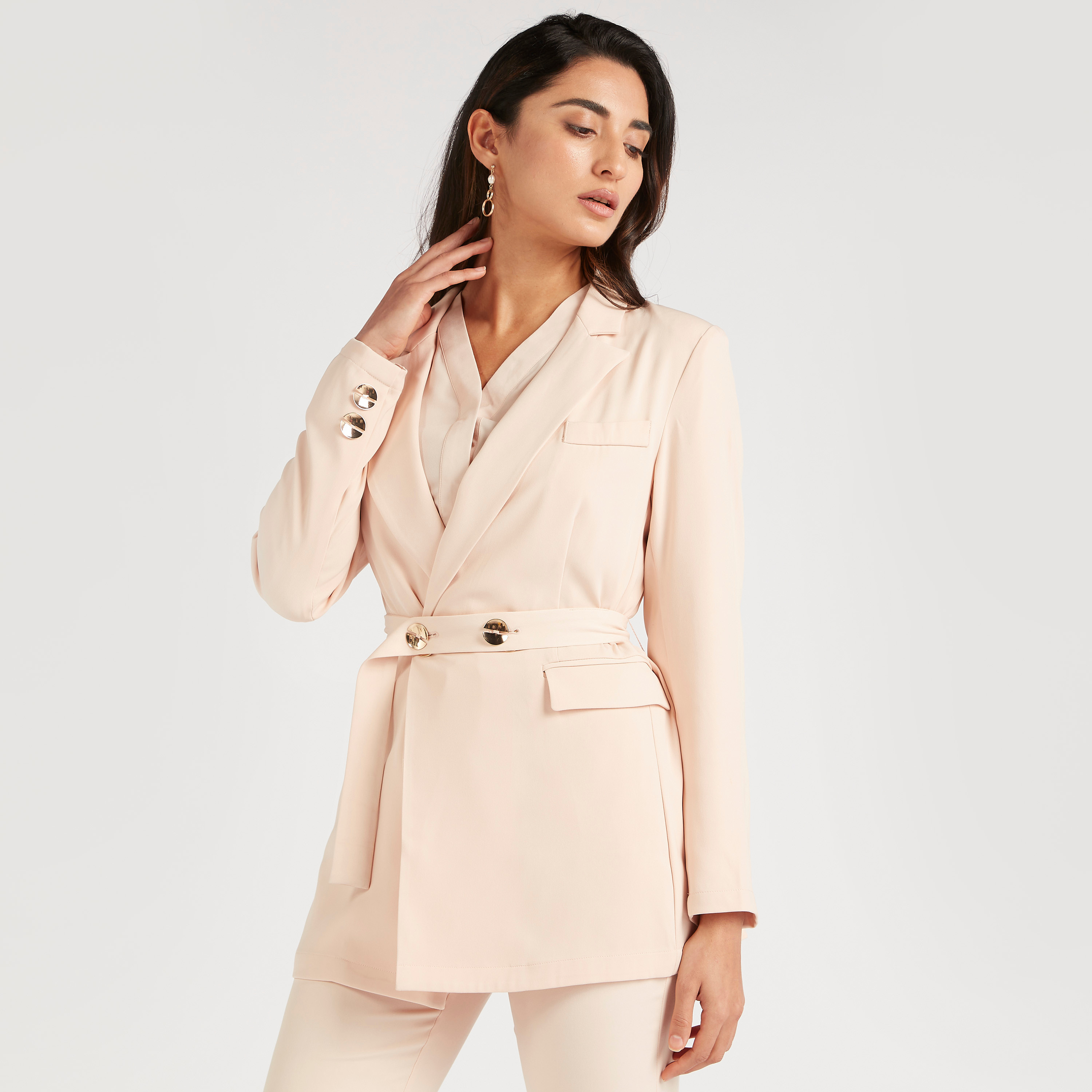 Longline belted sale blazer