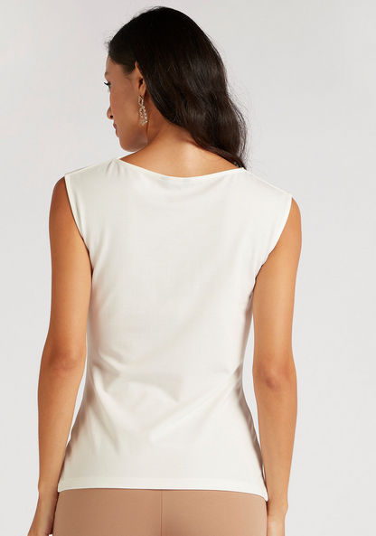Solid Sleeveless Top with Cowl Neck