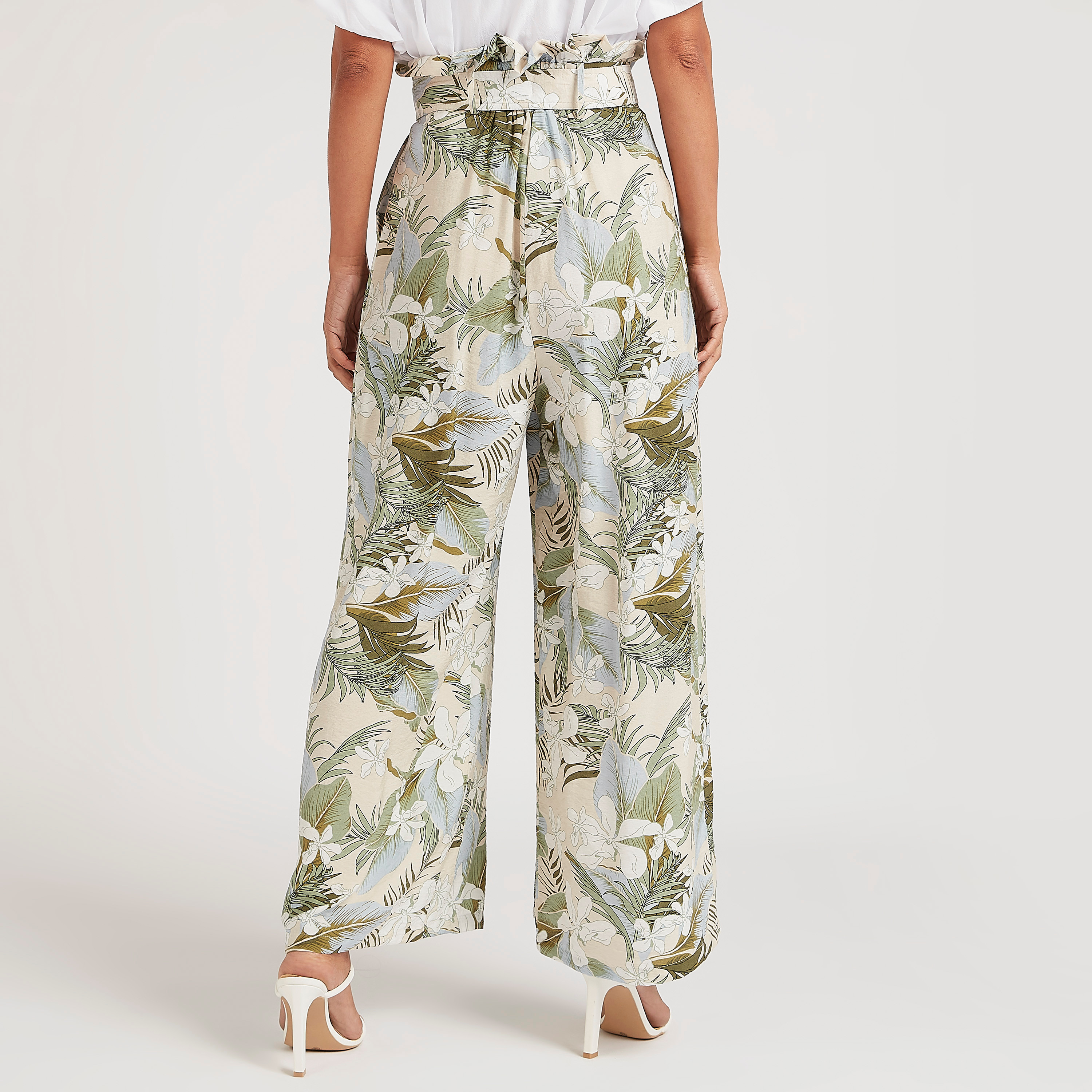 Tropical Print High-Rise Palazzo Pants with Waist Tie-Ups-women-clothing-trousers-image-4
