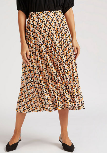 Geometric Print Pleated Skirt