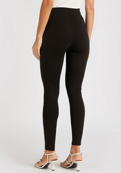 Solid Treggings with Buttoned Flap
