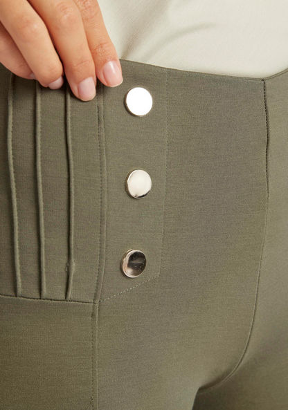 Solid Ponte Pants with Buttons