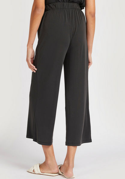 Solid Mid-Rise Relaxed Fit Culottes with Elasticated Waist