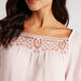 Square Neck Top with Cutwork Design and Bell Sleeves-Shirts & Blouses-thumbnailMobile-2