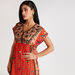 Embroidered A-line Midi Dress with V-neck and Cap Sleeves-Dresses-thumbnail-4