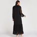 Textured Maxi A-line Dress with Ruffles and Long Sleeves-Dresses-thumbnail-3
