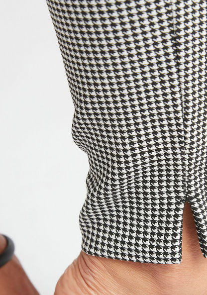 Houndstooth Checked Mid-Rise Treggings with Semi-Elasticated Waistband