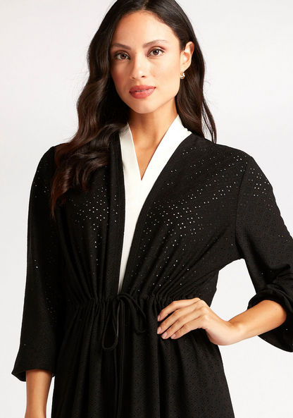 Schiffli Longline Shrug with Long Sleeves and Tie-Up Closure
