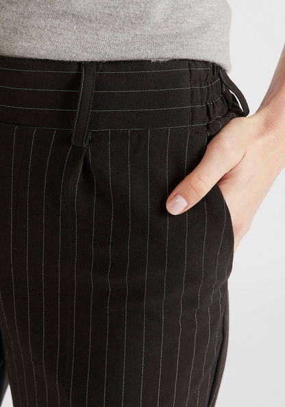 Striped Trousers with Pockets and Semi-Elasticated Waistband