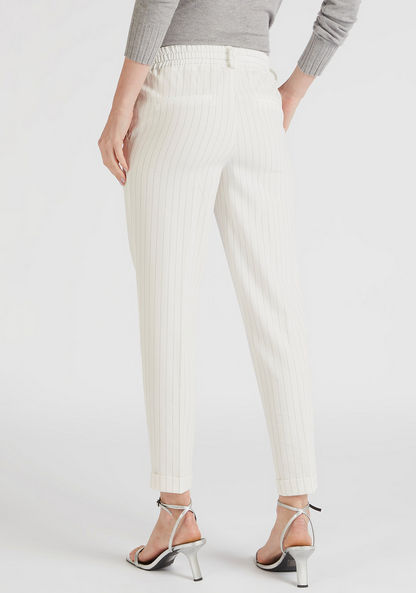 Striped Trousers with Pockets and Semi-Elasticated Waistband