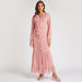 Textured Maxi A-line Dress with Ruffles and Long Sleeves-Dresses-thumbnailMobile-1