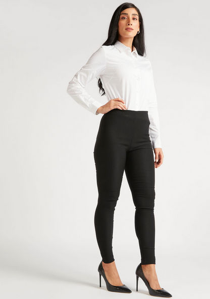 Solid Treggings with Semi Elasticated Waistband