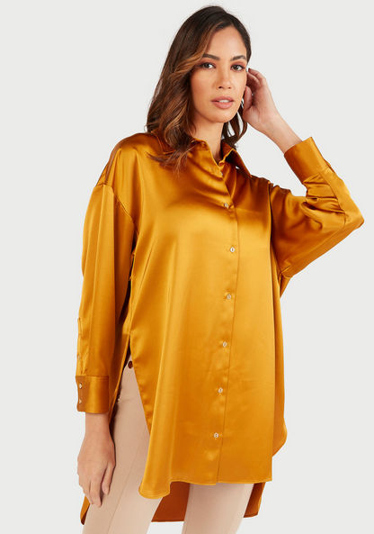 Solid High Low Tunic with Long Sleeves-Shirts & Blouses-image-6
