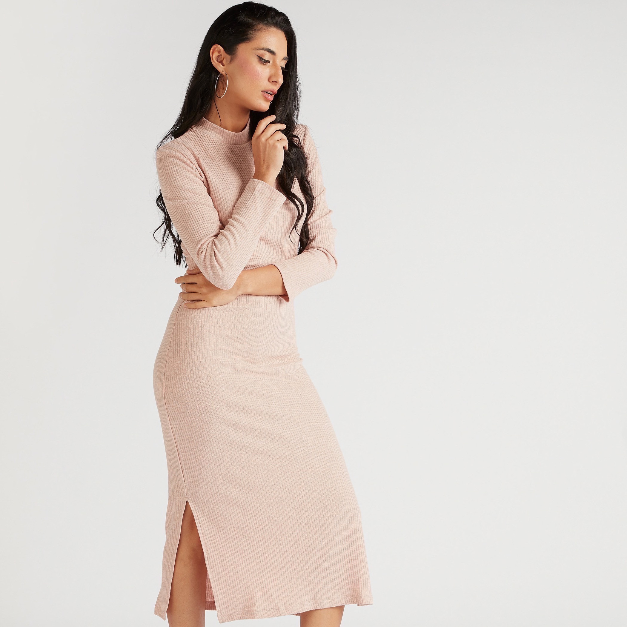 Ribbed midi best sale sweater dress