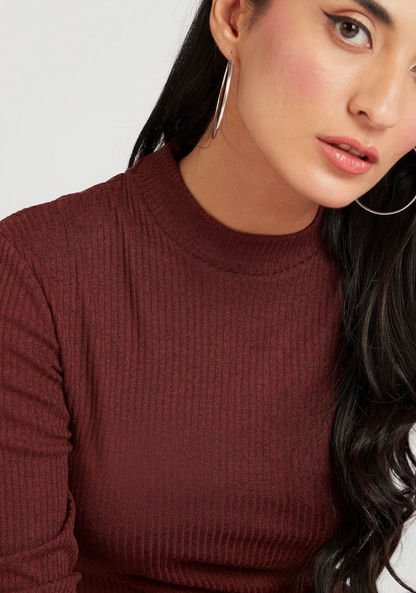 Ribbed Midi Sweater Dress with Long Sleeves