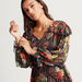 Floral Printed V-neck Pleated Maxi Dress with Long Sleeves-Dresses-thumbnailMobile-2